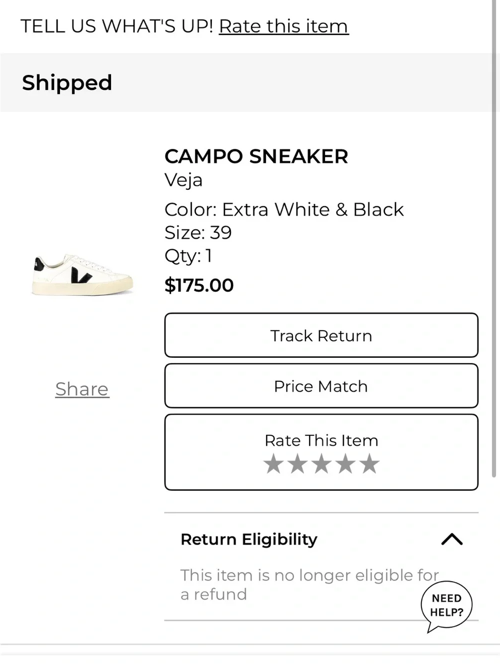 Veja Campo Sneaker in Extra White and Black